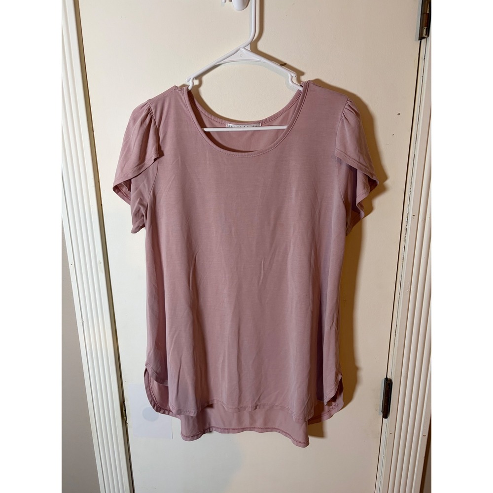 Potter's Pot Mauve Pink Tulip Sleeve High Low Scoop Neck Top Large D71766-PJ465